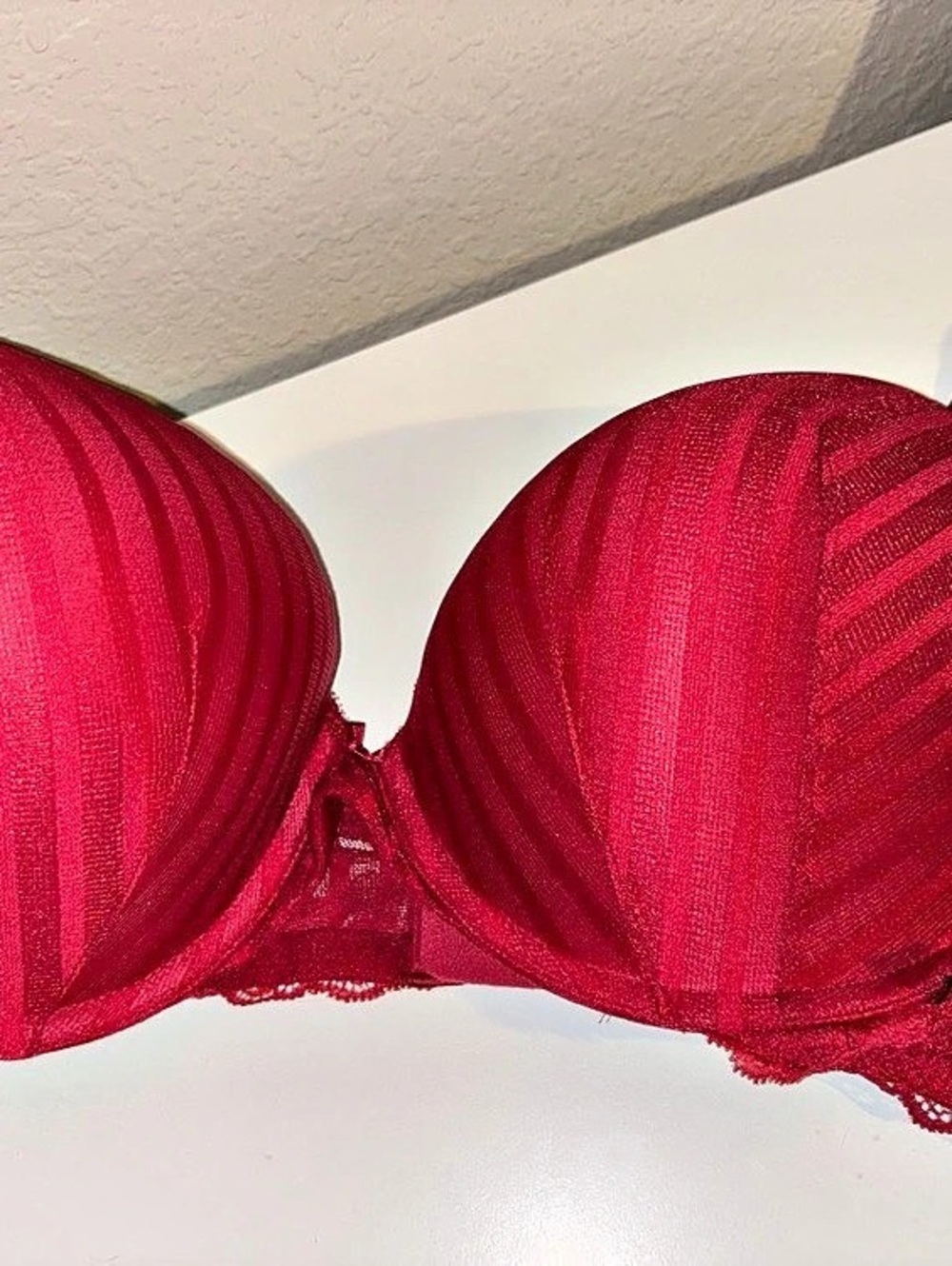 Victoria's Secret Sexy Tee Sheer Heritage Stripe Push-Up Bra Red 40C/C90